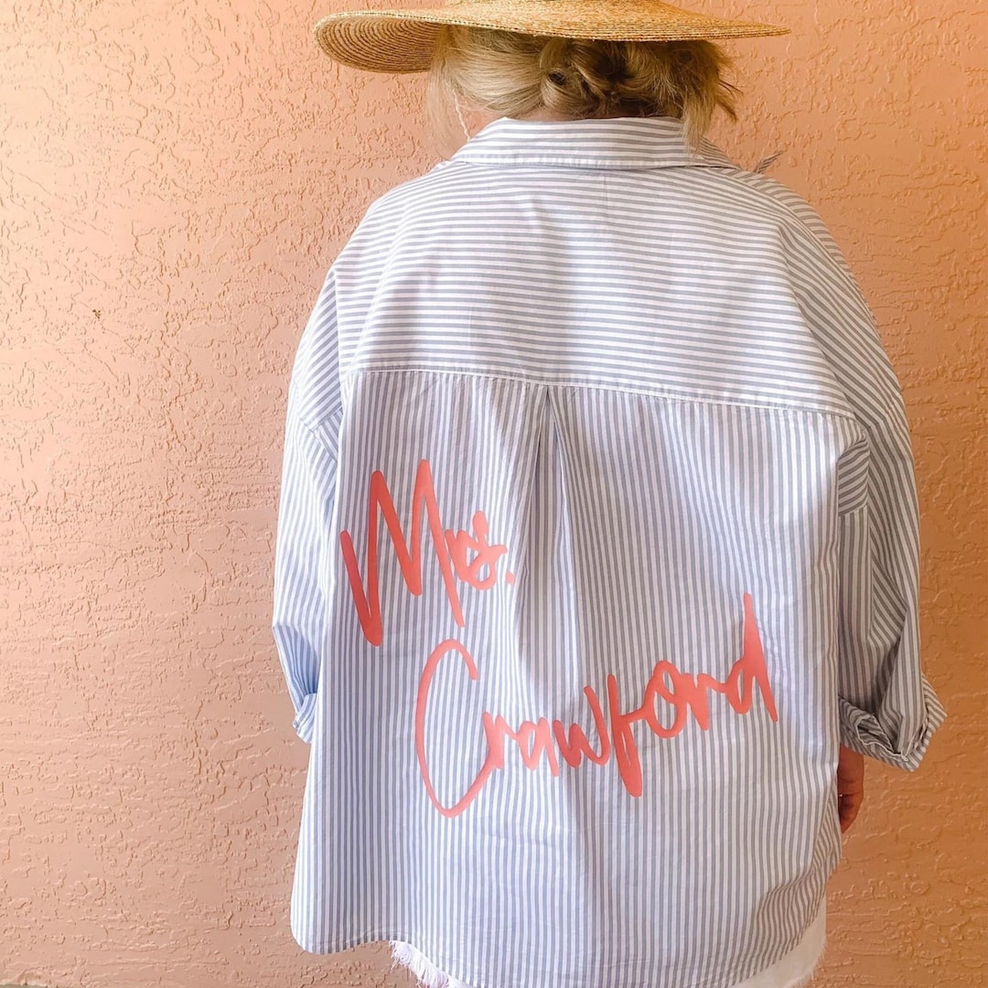 Custom Bridal Oxford   Future Mrs. Button Down   Repurposed Vintage Shirt   Wedding Morning Top   Inclusive Sizing I Upcycled Repurposed